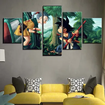 

Modular Canvas Painting Frame For Living Room HD Prints Poster 5 Pieces Dragon Ball Goku And Bulma Pictures Wall Art Home Decor