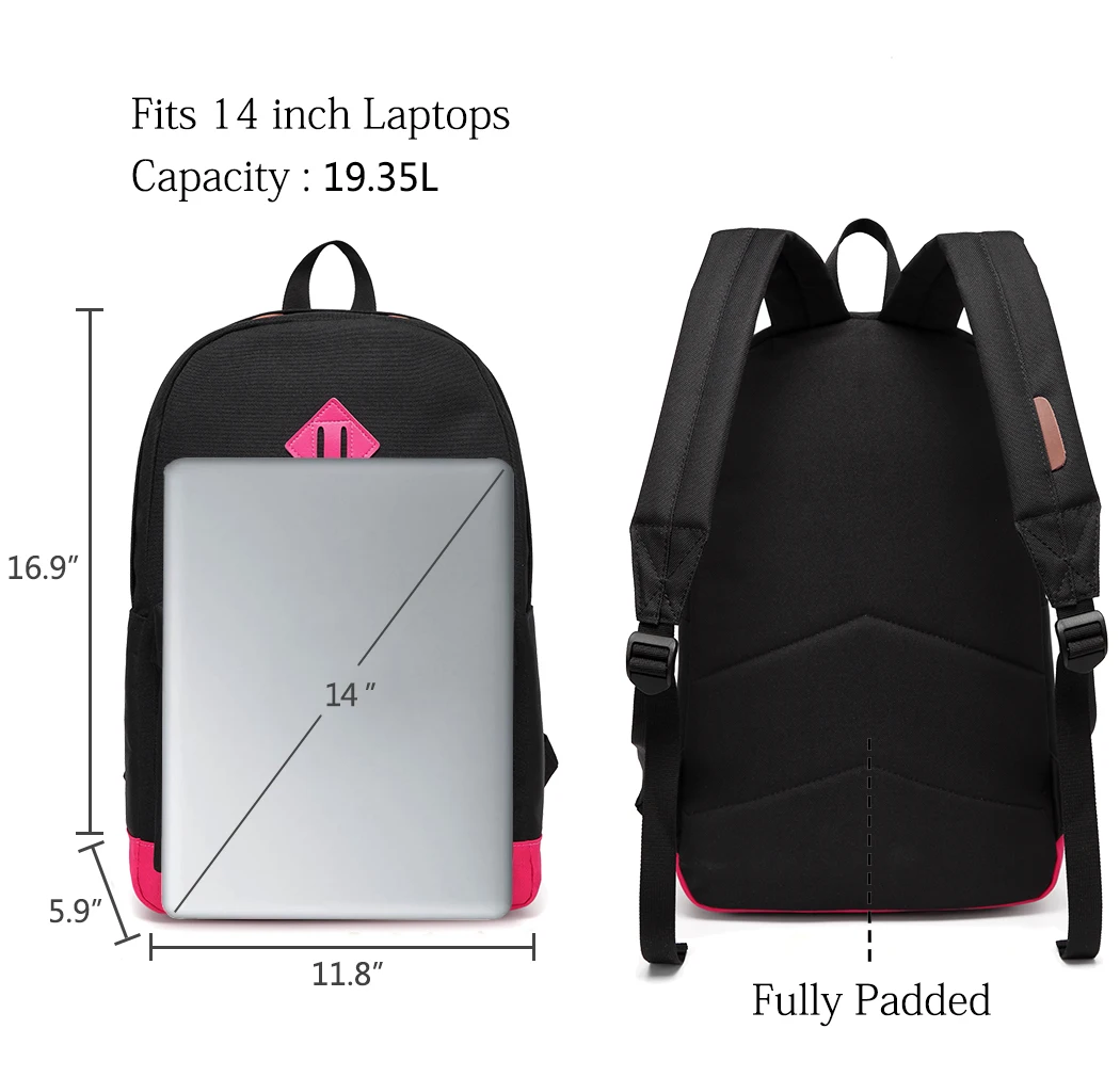 Рюкзак для женщин и девочек VASCHY унисекс классический водостойкий рюкзак школьный рюкзак 14 дюймовый ноутбук для подростка
