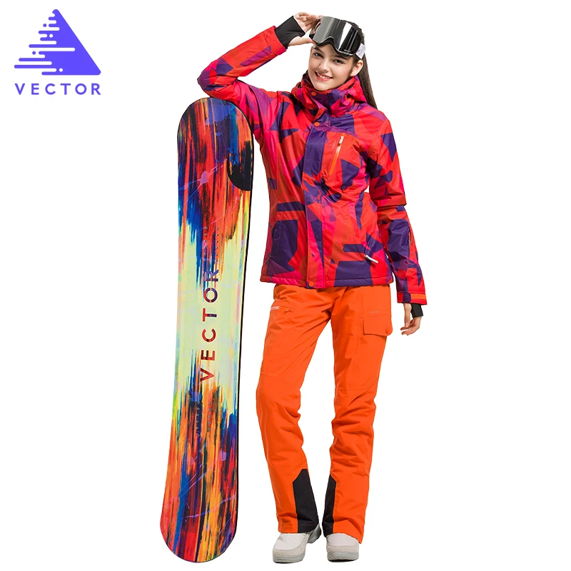 VECTOR de marca traje de esquí traje de las mujeres caliente impermeable esquí trajes damas de deporte al aire libre abrigos de invierno Snowboard nieve chaquetas y pantalones