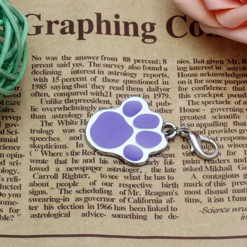 Pet Accessories Popular Footprints Puppy Rhinestone Pendant Lovely Pet Jewelry ID collar Tags puppy poodle paw tags sale