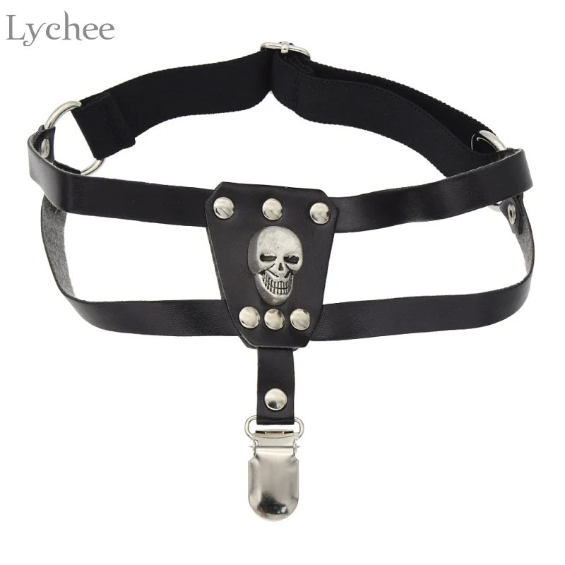 

1 Piece Gothic Skull Rivet Women Garter PU Synthetic Leather Punk Sexy Adjustable Suspender Intimates