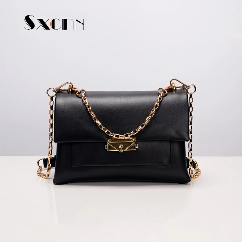 

SXCNN Cow leather Messenger bag Fashion female chains Crossbody Bag Casual Shopping High Capacity Shoulder bags bolsas feminina