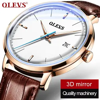

OLEVS Automatic Mechanical Watch Fashion Simple Style Men's Watch Rose Gold Case/ Brown/Black /Date Function Imported Movement
