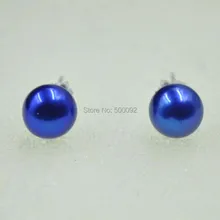 6 мм синий культивированный жемчуг шпильки серьги бабочки s925 серебро