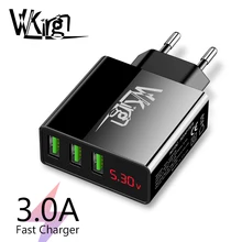 VVKing USB зарядное устройство с 3 портами 5 В/3 А светодиодный дисплей с европейской вилкой зарядное устройство для телефона для iPhone samsung Xiaomi Быстрая зарядка настенное зарядное устройство адаптер