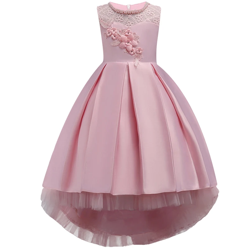 От 3 до 14 лет платье с цветочным узором для девочек со шлейфом торжественные платья для девочек, высокое качество, с жемчужинами, яркое платье-пачка кружевное платье принцессы, длинное платье Вечерние