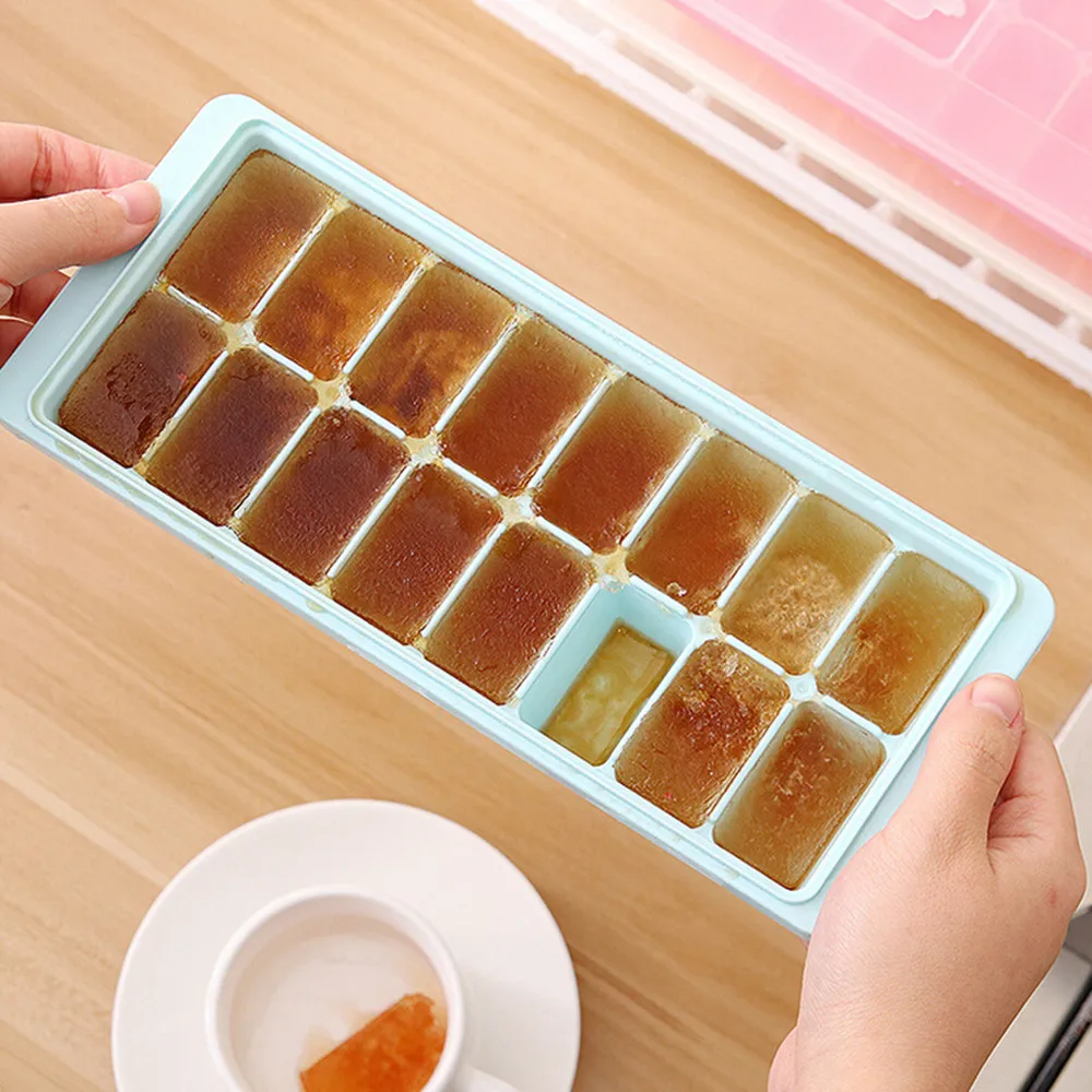 

C 16 Cavity Ice Cube Mold Tray Box With Lid Cover Drink Jelly Freezer Mold Mould Maker Ice Tray Ice Cube Storage Containers FS25