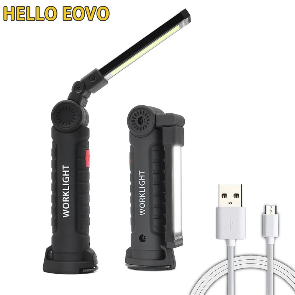 

1PC LED Portable Flashlight USB Torch Work Light Magnetic Rechargeable COB Hanging Hook Outdoor Auto Car Repair Flashlight