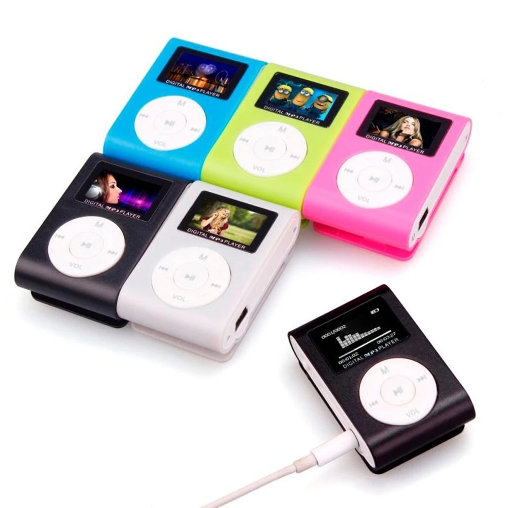 

Colorful Mini Mp3 Music Player Mp3 Player Mini LCD Screen Micro TF Card Slot USB MP3 Sport Player with TF Supports USB 2.0/1.1