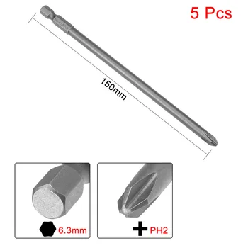 

Uxcell 5pcs S2 1/4" Shank PH2 6mm Dia. Magnetic Phillips Head Screwdriver Bits 150mm Long DIY Replacement, Electric Hand Tools