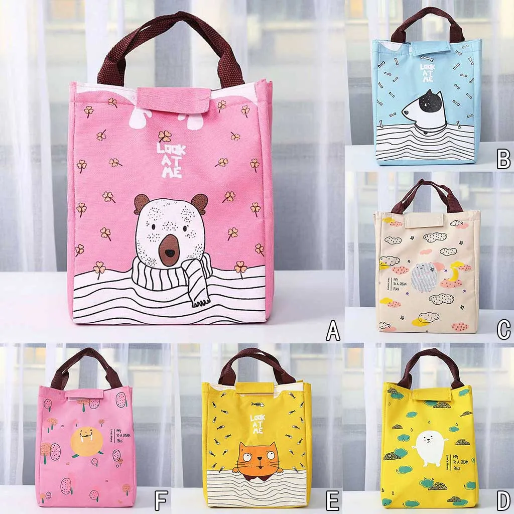 

Dog Cat Cartoon Self Sticker Travel Kids Lunch Bag Insulated Cooler Organizer Bento Box Gadgets Kitchen Accessories Dinnerware