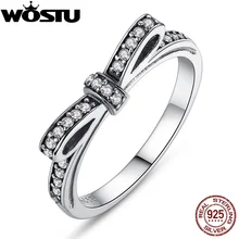 Женское кольцо с бантом WOSTU модное Оригинальное из серебра 925