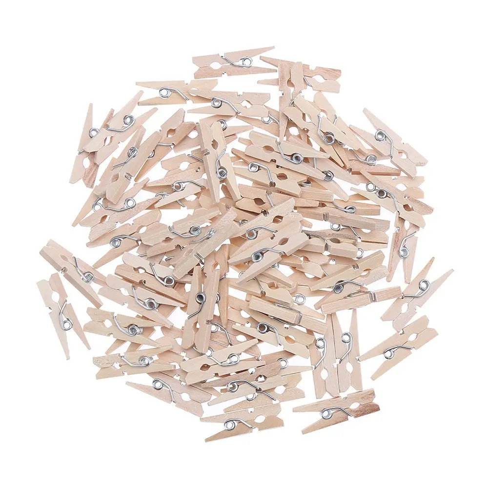 100 pcs Small Size 25mm Mini Wooden Clips for Photo Clips Clothespin Craft Decoration craft supplies