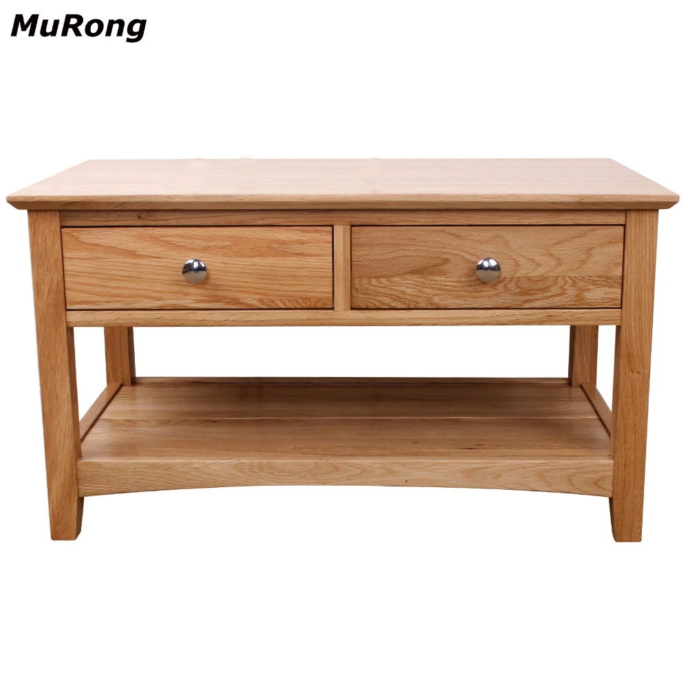 Murong Solid Oak Coffee Table With Shelf 2 Drawers End Table No Veneer Coffee Tables Aliexpress
