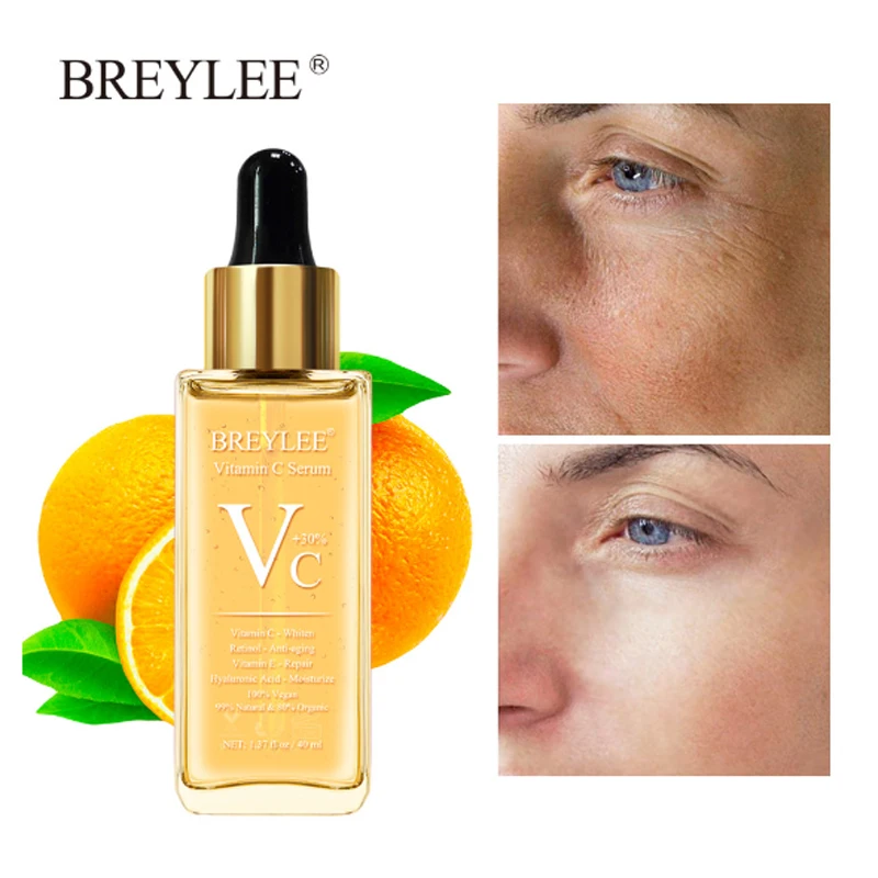 

40ml BREYLEE Vitamin C Serum Whitening Serum for Skin Care Dark Spots Repair Hyaluronic Acid Moisturizing Anti Aging Essence