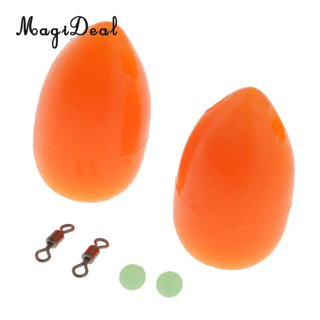2pcs 3.6g Floating Sbirolino Spirolino Bombarda Trout Pose Float with Swivels, Beads - Orange/Green/White