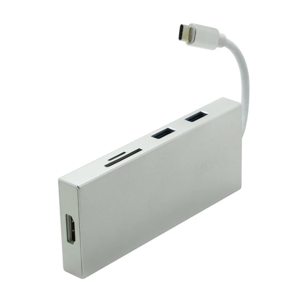 10 шт. type C USB 3,1 концентратор USB-C к USB 3,0/HDMI Женский Серебряный HDMI адаптер SD/TF кардридер с зарядным портом для Macbook