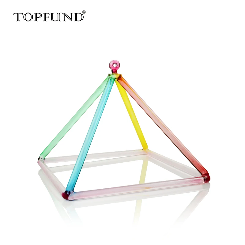 

TOPFUND rainbow Colored Clear Quartz Crystal Singing Pyramid 7'' - Perfect Healing Musical Instrument