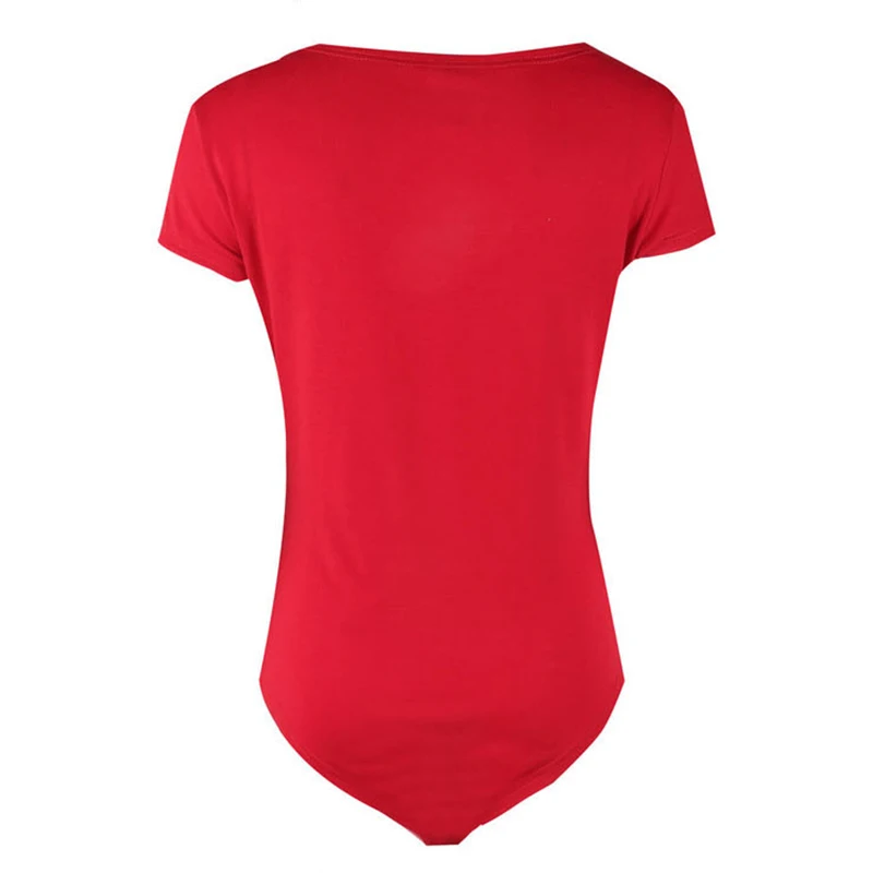 Women's Summer Bodysuit White Red Office Ladies Bodysuit Woman Sexy Short Sleeve Casual Body Tops Playsuit Clubwear Body Suits