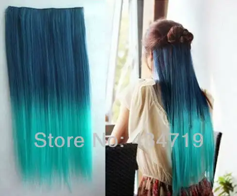 Party Ombre Dip Dye Color Clip In Hair Extension 60cm Dark