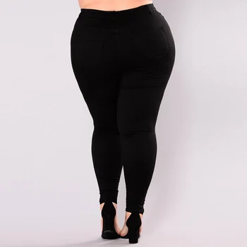 

2019 Hot Women Hole Jeans Plus Size Slim Fit Bodycon Casual Denim Pants for Summer MSK66