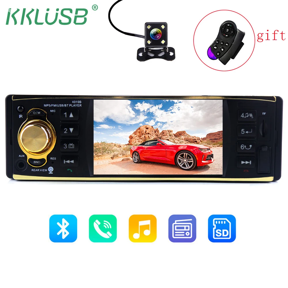 4.1inch 1 Din Car Radio Audio Stereo 1Din USB AUX FM Station Bluetooth with Steering Wheel Rearview Camera Remote Control | Автомобили и