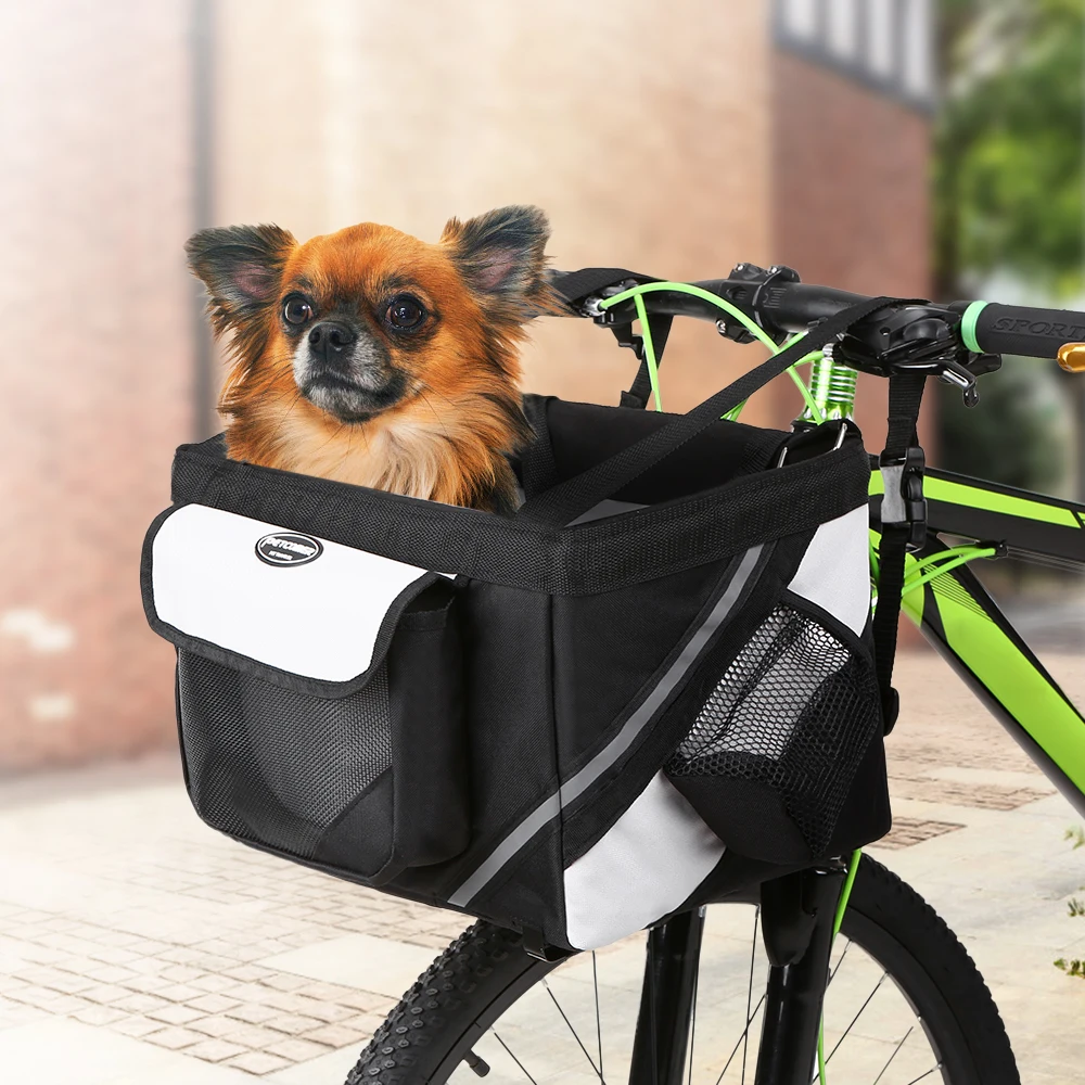 Best Lixada 600D Oxford Fabric Bike Basket Bicycle Handlebar Front Bag Box Pet Dog Cat Carrier Bycicle Accessories 21