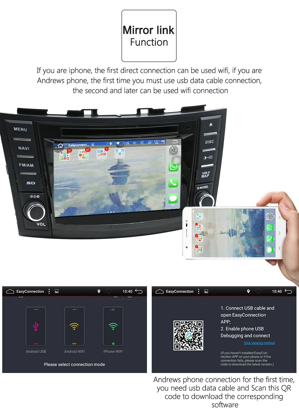 Clearance Eunavi 2 Din Android 8.1 Car Dvd Player For Suzuki Swift 2011 2012 Radio Stereo GPS Navi Touch screen Control Free Camera Map 9