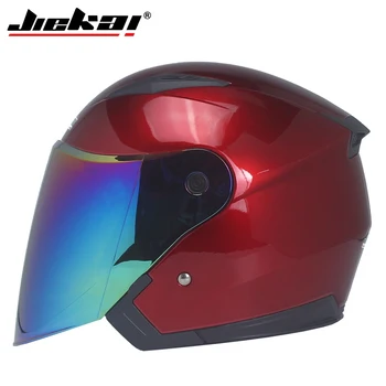 

Half Covered Motorcycle Four Seasons Helmet Bicycle Double Lens Visor Mirror Men's and Women's Motorcycle Helmets JIEKAI 512