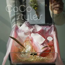 Cocostyles индивидуальный дизайн пустой современный большой размер акриловая Подарочная коробка с золотой гравировкой логотип для коробка для свадебного подарка