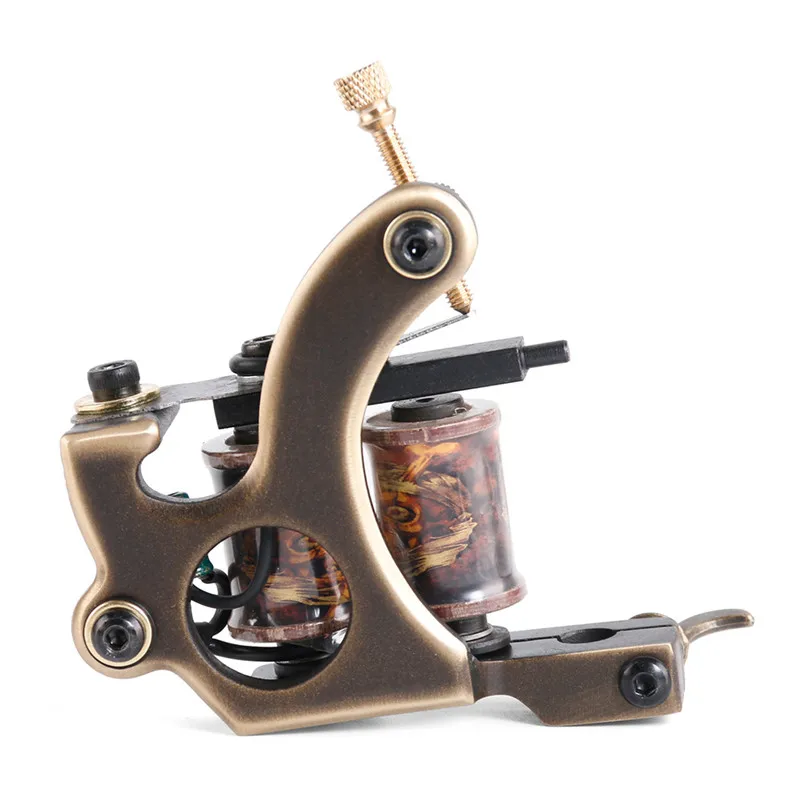

Permanent Makeup Supplies Top End 1Pcs Copper Coil Tattoo Machine Gun 10 Wraps Shader For Tattoo Body Art