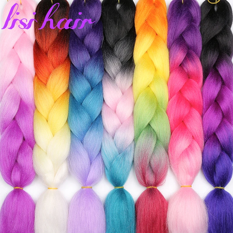 LISI HAIR красные белые фиолетовые розовые 88 цветов комбинации Омбре плетеные волосы