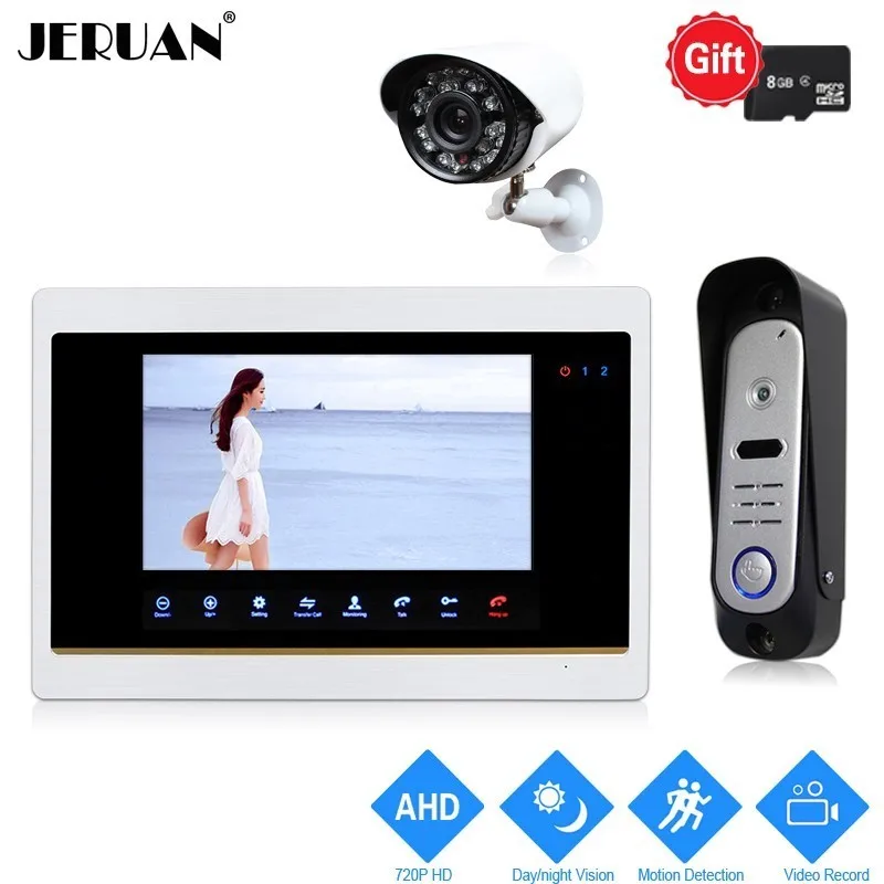 JERUAN 720 P 7 дюймов видео Звонок дверь домофон Системы запись монитор + 1.0MP HD 110