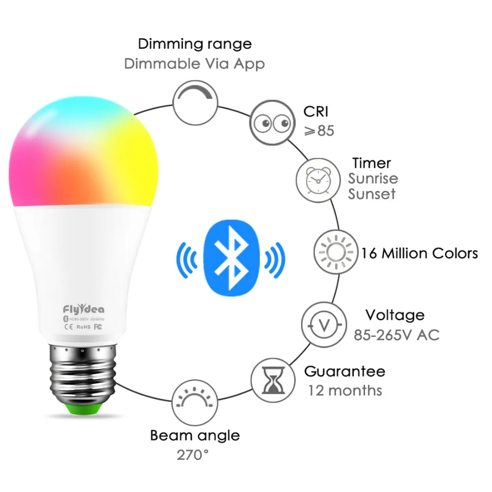 Новая беспроводная Bluetooth 4,0 умная лампочка RGBW Android домашнее светодиодное освещение Магия изменения цвета памяти лампа google play/APP Store