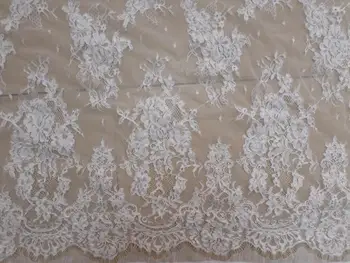 

3Meter/pc Bridal Wedding French Lace Fabric Ivory White Mesh Corded Lace Fabric for Wedding Dress