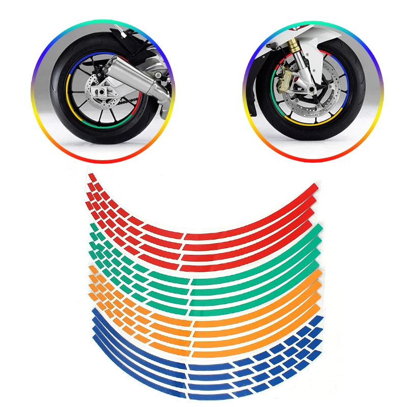 Car Styling 16 Strips Bike Car Motorcycle Wheel Tire Reflective Rim