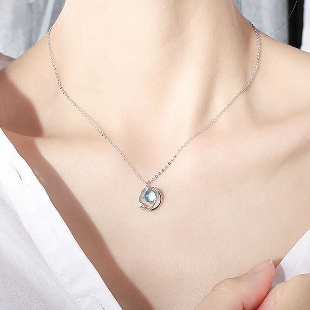 Universe Aurora Necklace Dreaming Blue Choker Necklace Korean Jewelry Gift For Women