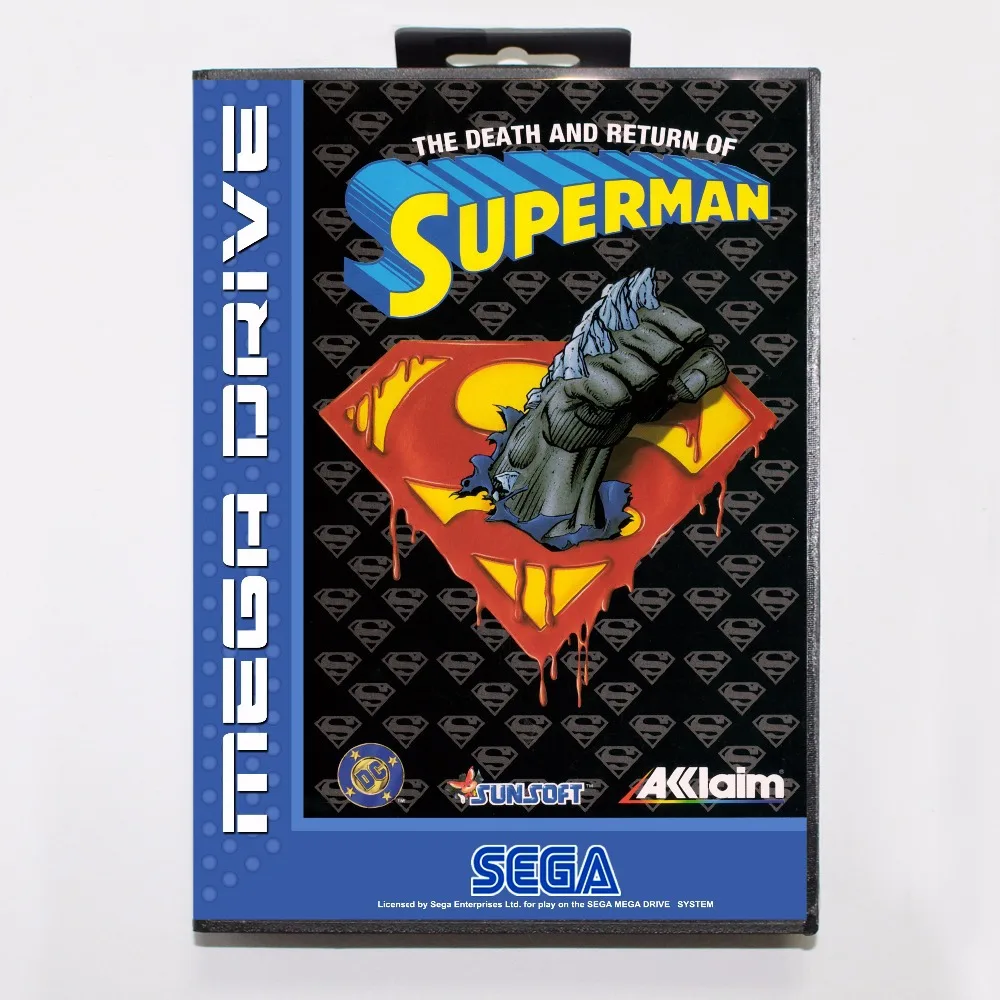 

Death and Return of Superman Game Cartridge 16 bit MD Game Card With Retail Box For Sega Mega Drive For Genesis