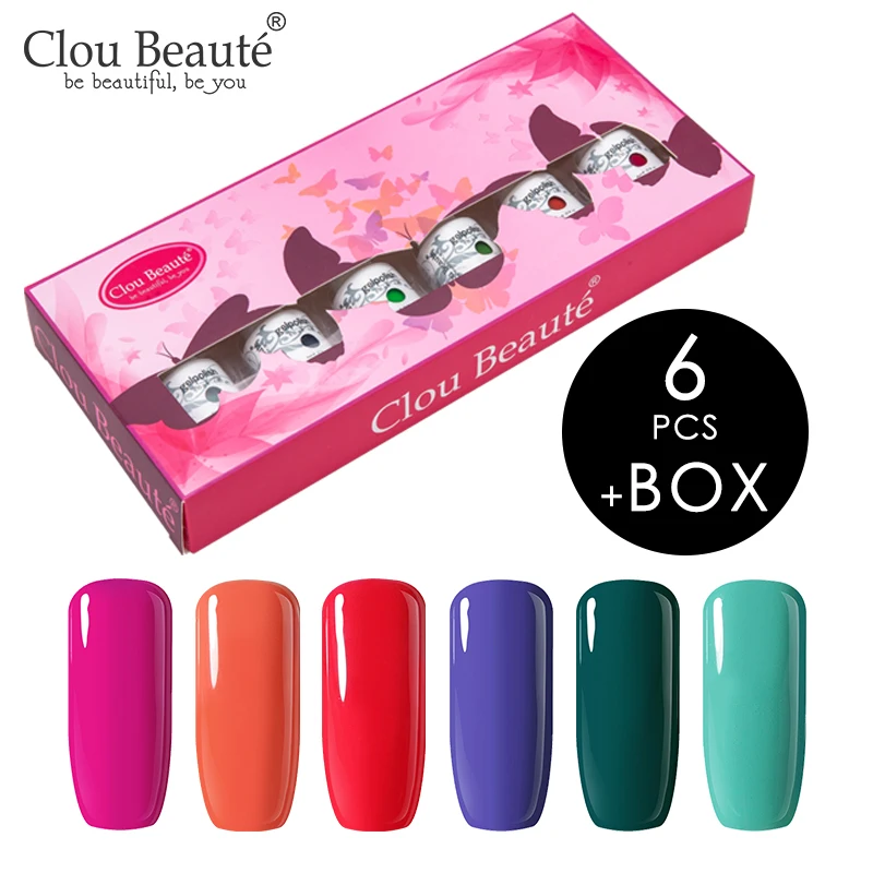 

Clou Beaute 6pcs Nail Gel Set Gift Box 8ml Semi Permanent Varnish UV LED Nail Polish Gelpolish Soak Off Painting Gel Nail Polish