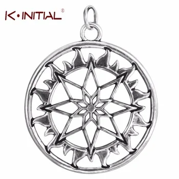 Kinitial 5pcs Antique Nordic Celtic Aryan Pendant Amulet Shield Alatir Round Charm Pendant Jewelry Vintage Charms Femme Bijoux