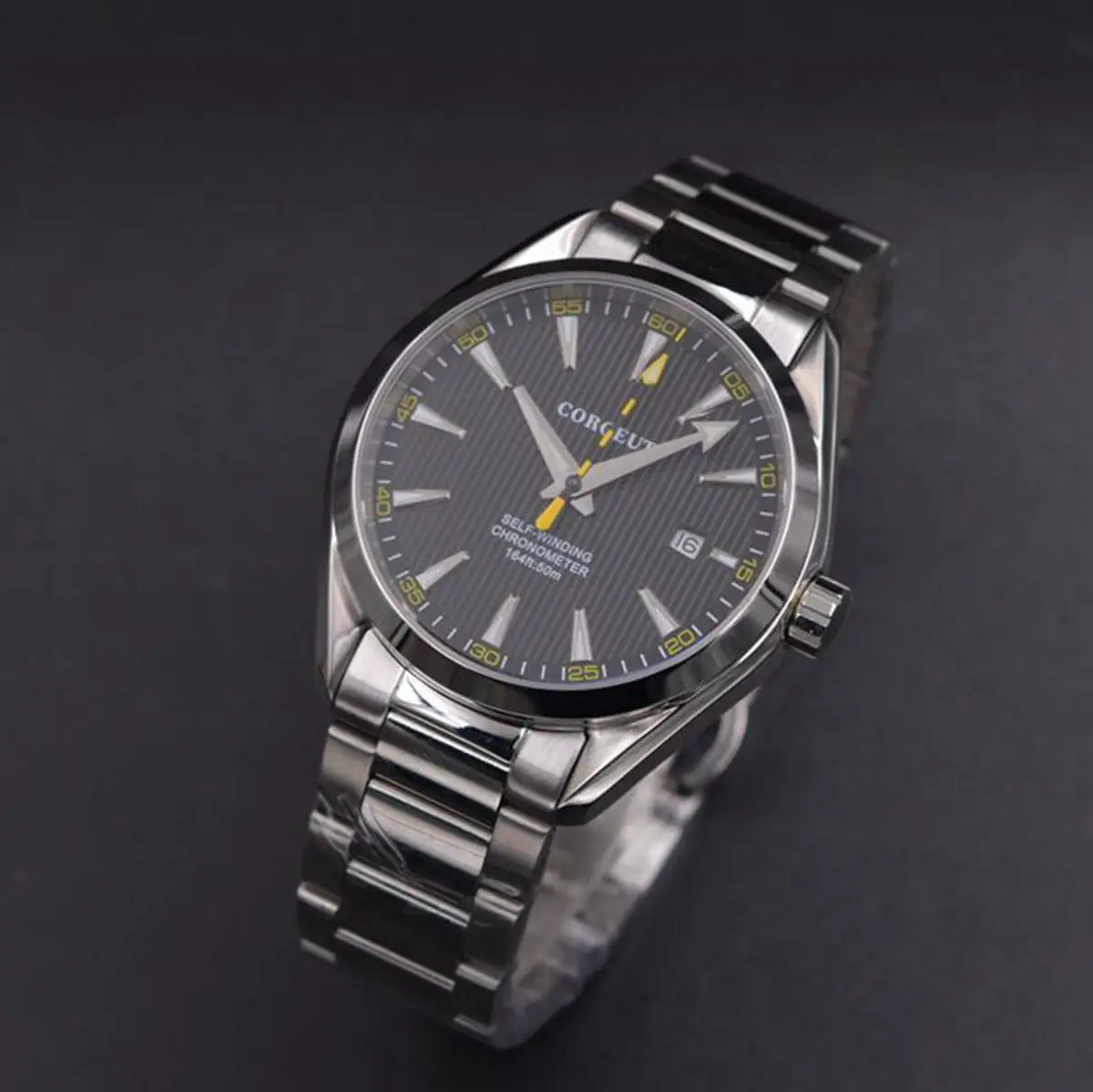 Corgeut 41 мм Мужские часы Автоматические полностью стальные с синим циферблатом механические часы с сапфировым стеклом мужские наручные часы Роскошные Лидирующий бренд