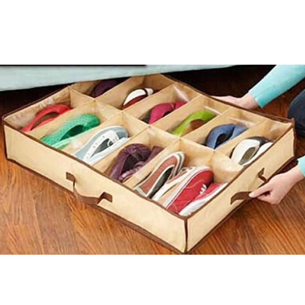 

2018 New Pair Shoes Storage Box Non Woven Fabric Waterproof Folding Shoe Holder Dustproof Shoe Organizer Shoe Storage Boxes