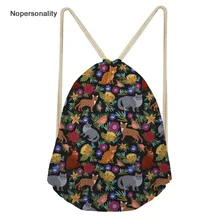 Nopersonality Цветочная кошка печать женская сумка на шнурке милый ребенок рюкзак для школы для подростка девочки легкий Drawstring Daypacks