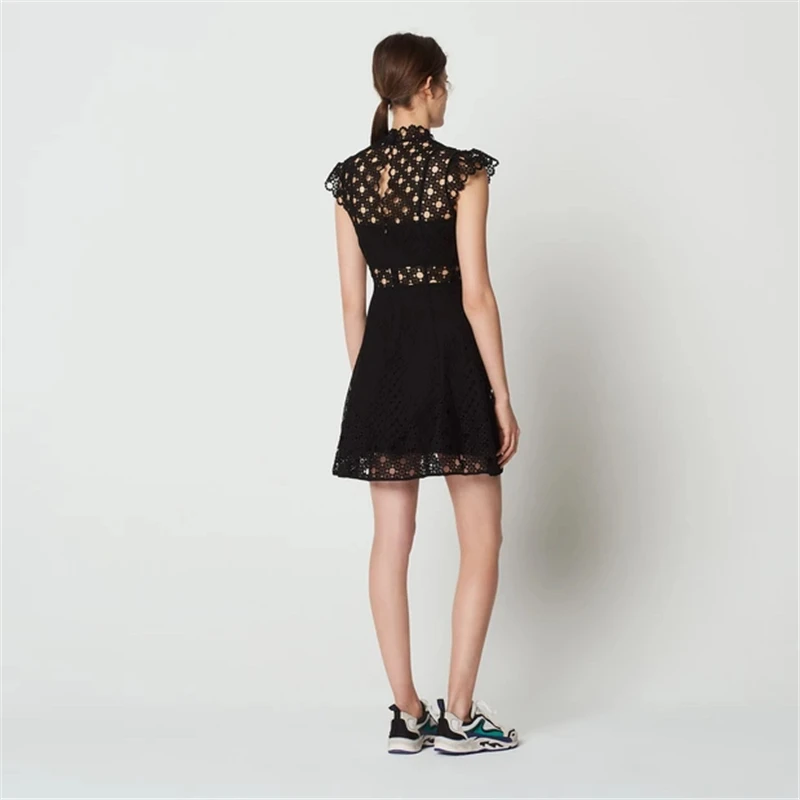 2019 Mini Dress Sexy Celedrity Backless Elegant Short O Neck Women Hollow Out Night Club See-Through Body con Dresses Wholesale
