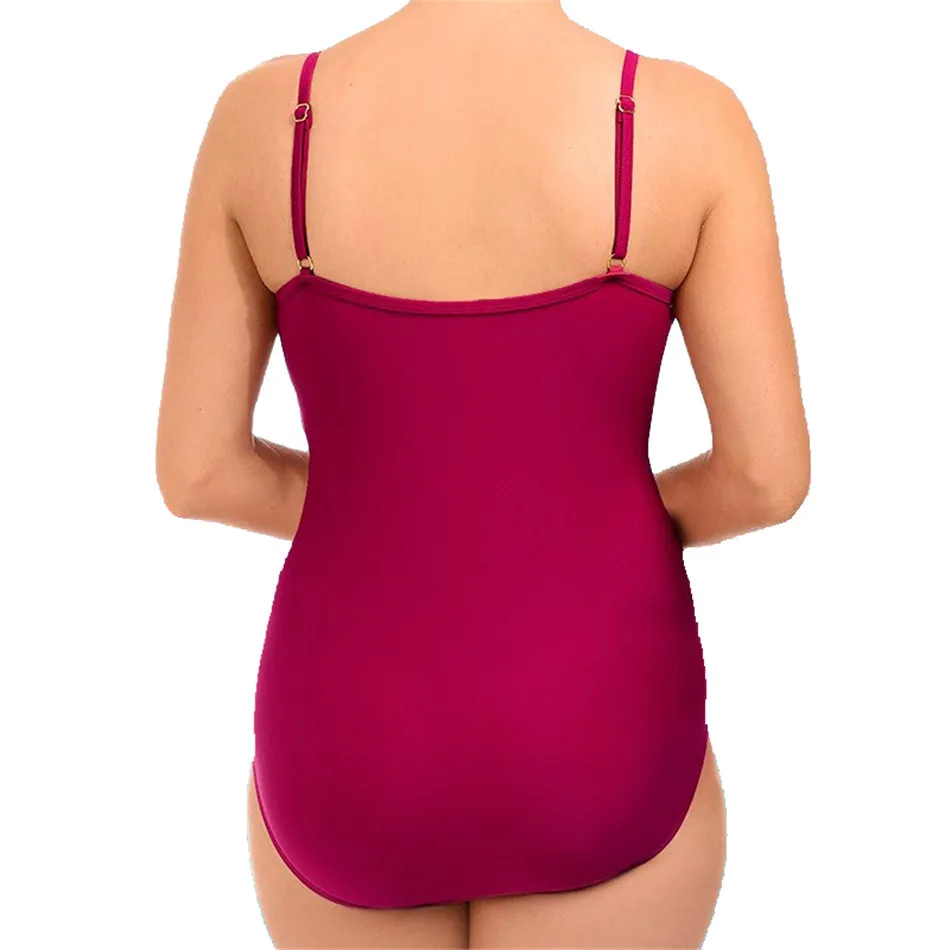 Kaufen Rüsche Einteilige Badeanzug Reife Frauen Abdeckung Bauch Bademode Abnehmen Vintage Retro Bodysuit Badeanzüge Monokini Plus Größe 3XL