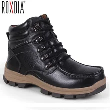 ROXDIA/зимние мужские ботинки из натуральной кожи; теплые безопасные мужские ковбойские водонепроницаемые ботильоны; обувь размера плюс 39-47; RXM050