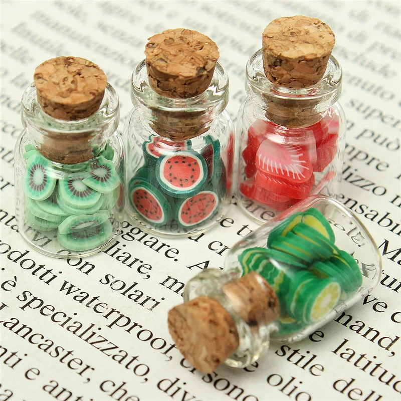 

JIMITU 4PCS/Set DIY Various Mini Fruit Bottles Canned Dollhouse Miniature Toy Doll Food Kitchen Accessories Decoration