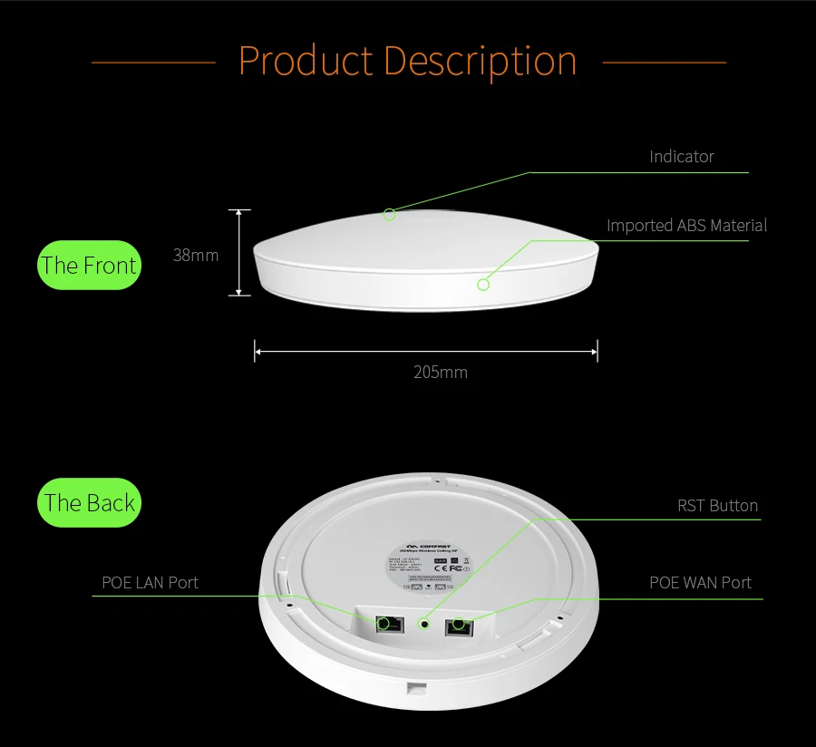 COMFAST отель покрытия Wi Fi решение костюм 300 Мбит/с беспроводной маршрутизатор 2.4g wifi точка доступа 48 В поддержка openWRT ddwrt