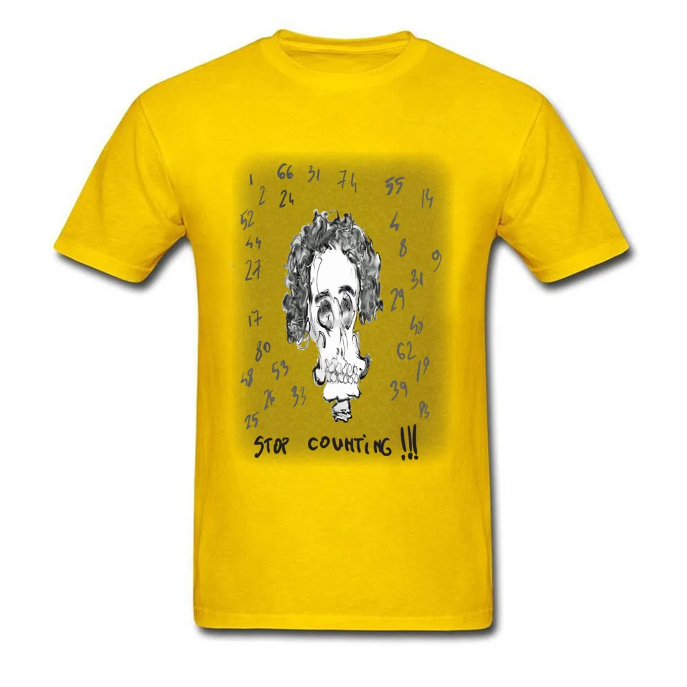 Casual SKULL Round Neck Tshirts VALENTINE DAY Tops Shirts Short Sleeve for Men High Quality 100% Cotton Family T-shirts SKULL yellow