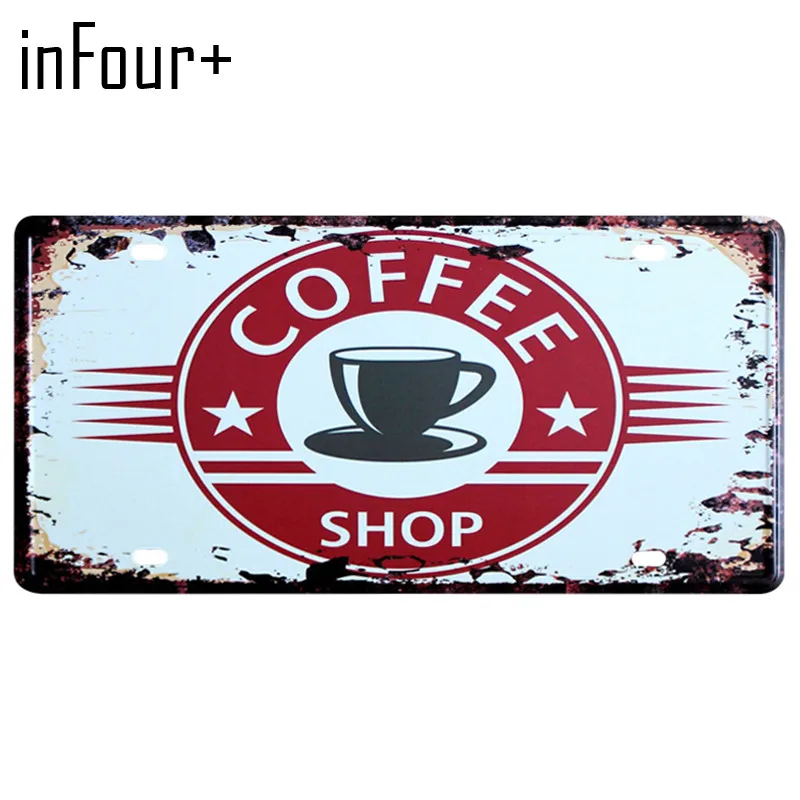 [InFour+] вынос под кофе, тарелки металлическая пластина автомобильный номер жестяная вывеска бар паб кафе для домашнего декора металлическая гаражный знак покраска пластинка, знак - Цвет: MPA1933